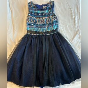 Us Angels Black Skirt with Blue Embroidery